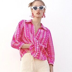Zara pink eyelet shirt